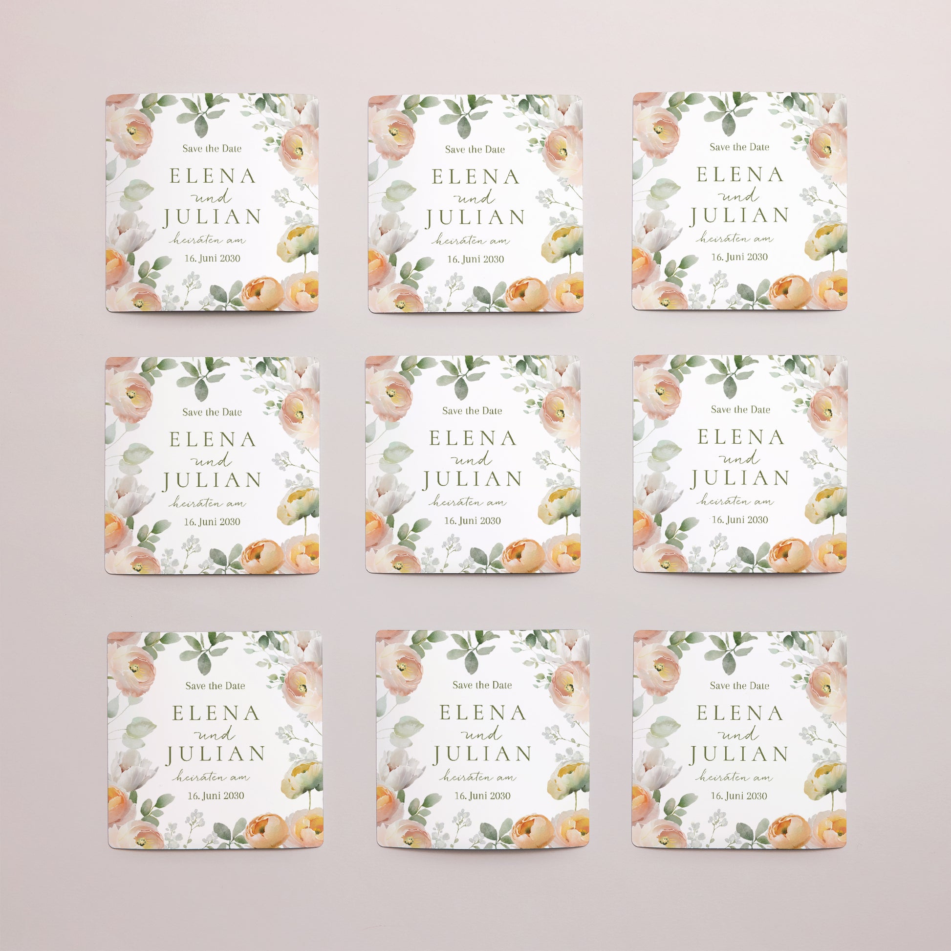 Save the date Karte Hochzeit Satz von 9, magnetisch. Romantische Blumen foto N° 3