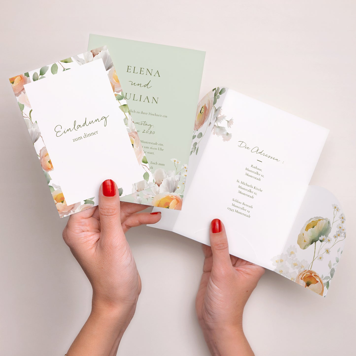 Hochzeitseinladung Hülle für 2 Karten Romantische Blumen foto N° 3