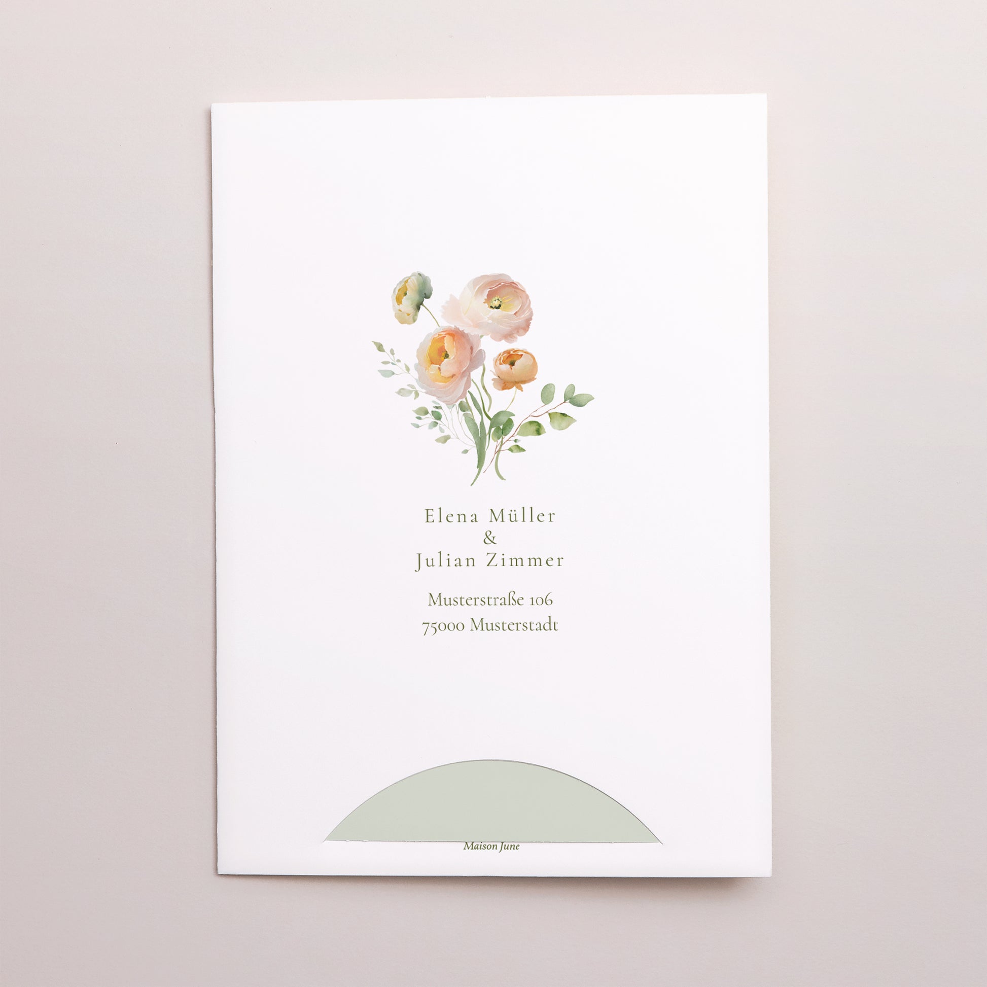 Hochzeitseinladung Hülle für 2 Karten Romantische Blumen foto N° 4