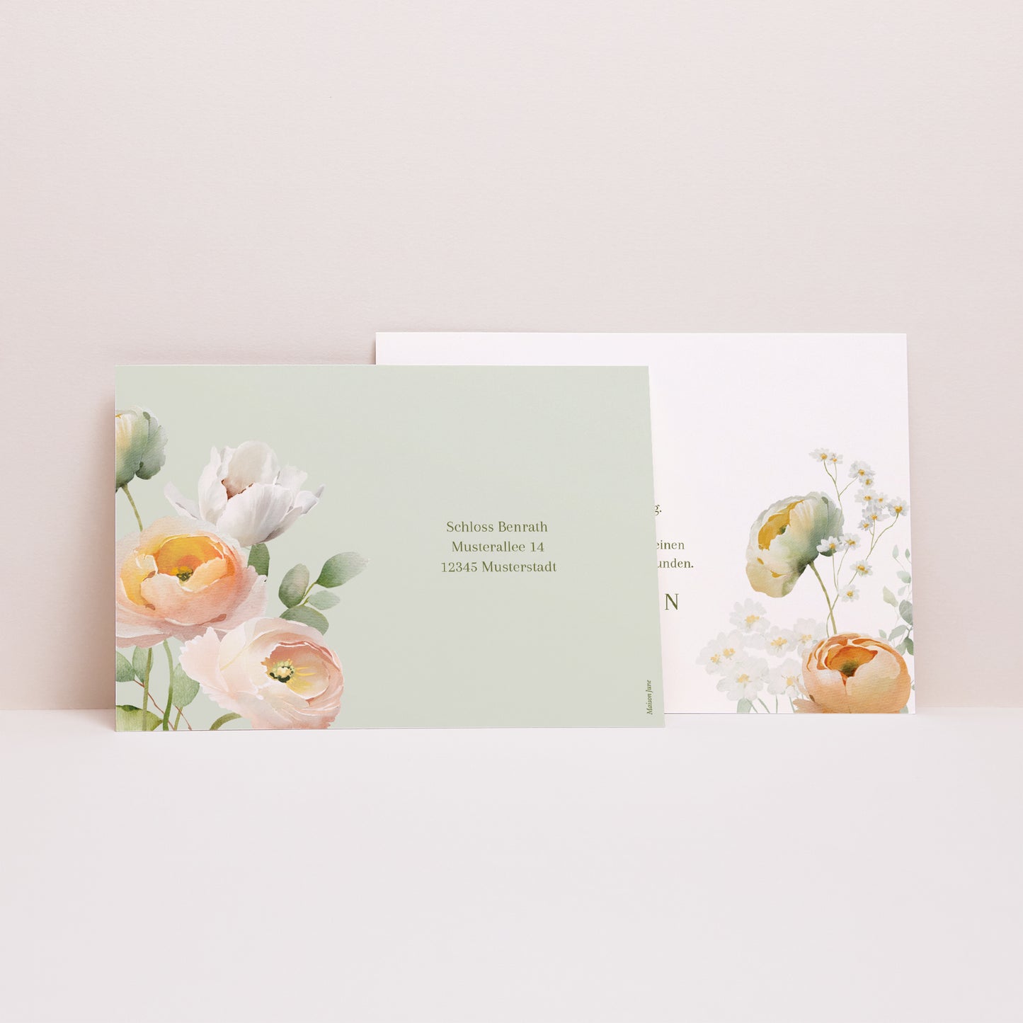 Einladungskarte Hochzeit Landschaft Romantische Blumen foto N° 2