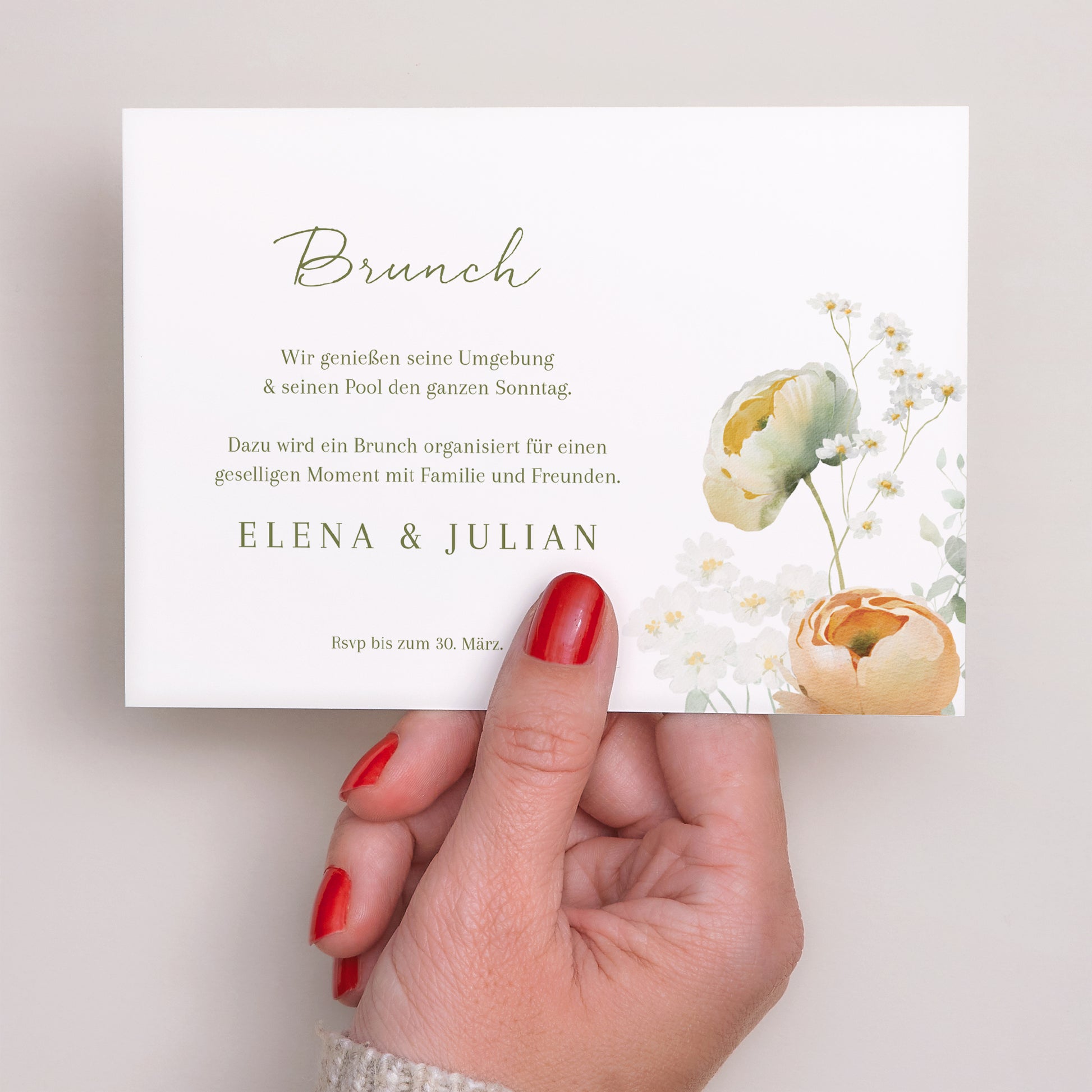 Einladungskarte Hochzeit Landschaft Romantische Blumen foto N° 3