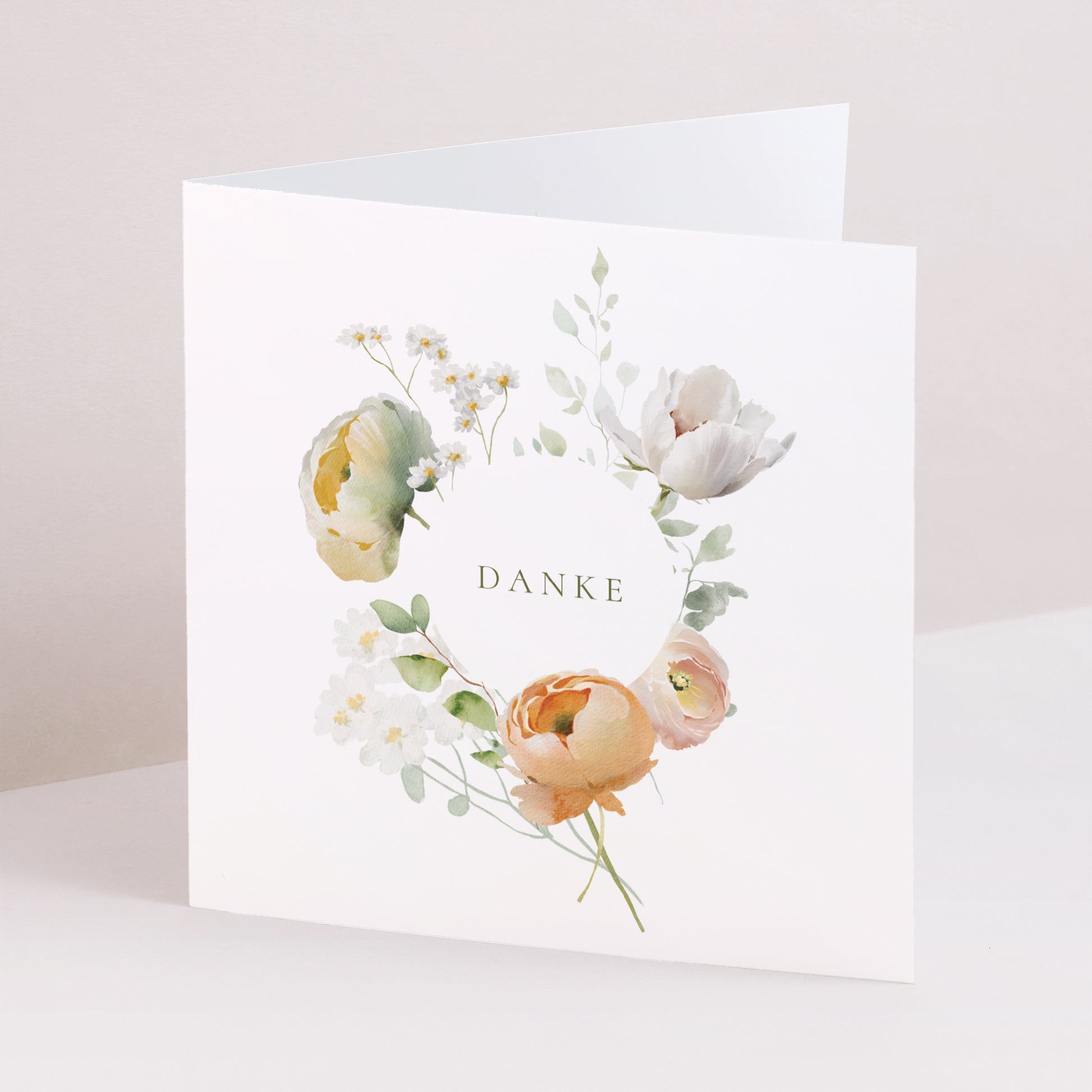 Dankeskarte Hochzeit Doppelflügelfenster Romantische Blumen foto N° 1