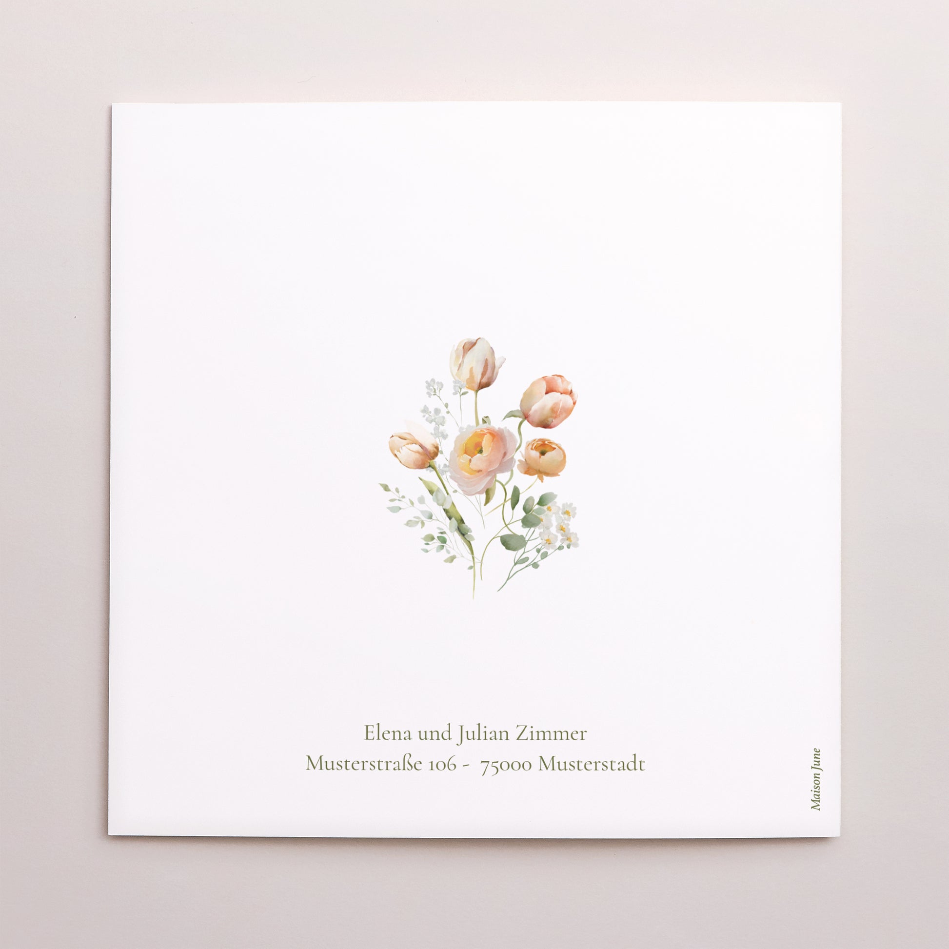 Dankeskarte Hochzeit Doppelflügelfenster Romantische Blumen foto N° 3