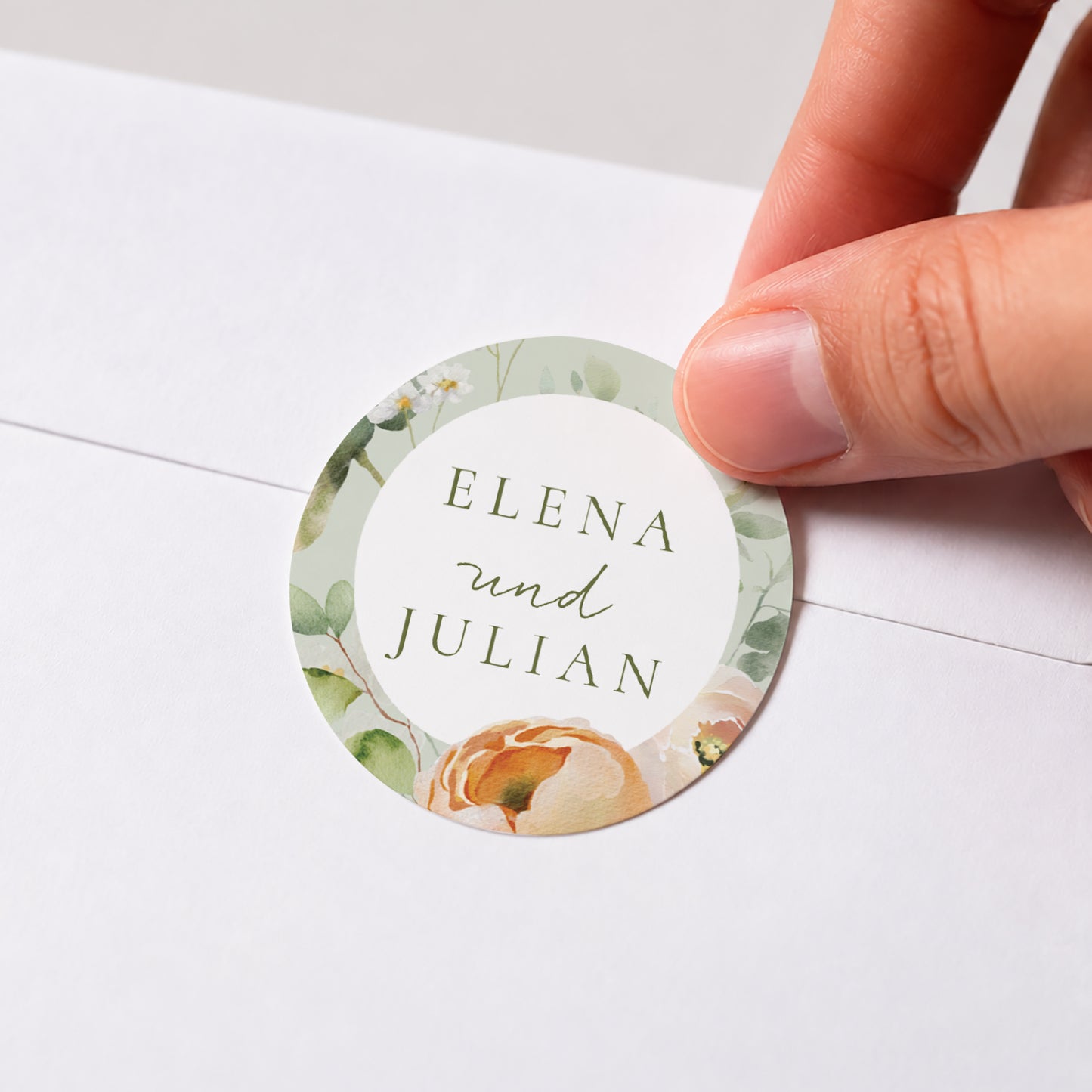 Sticker Hochzeit Rund Romantische Blumen foto N° 1