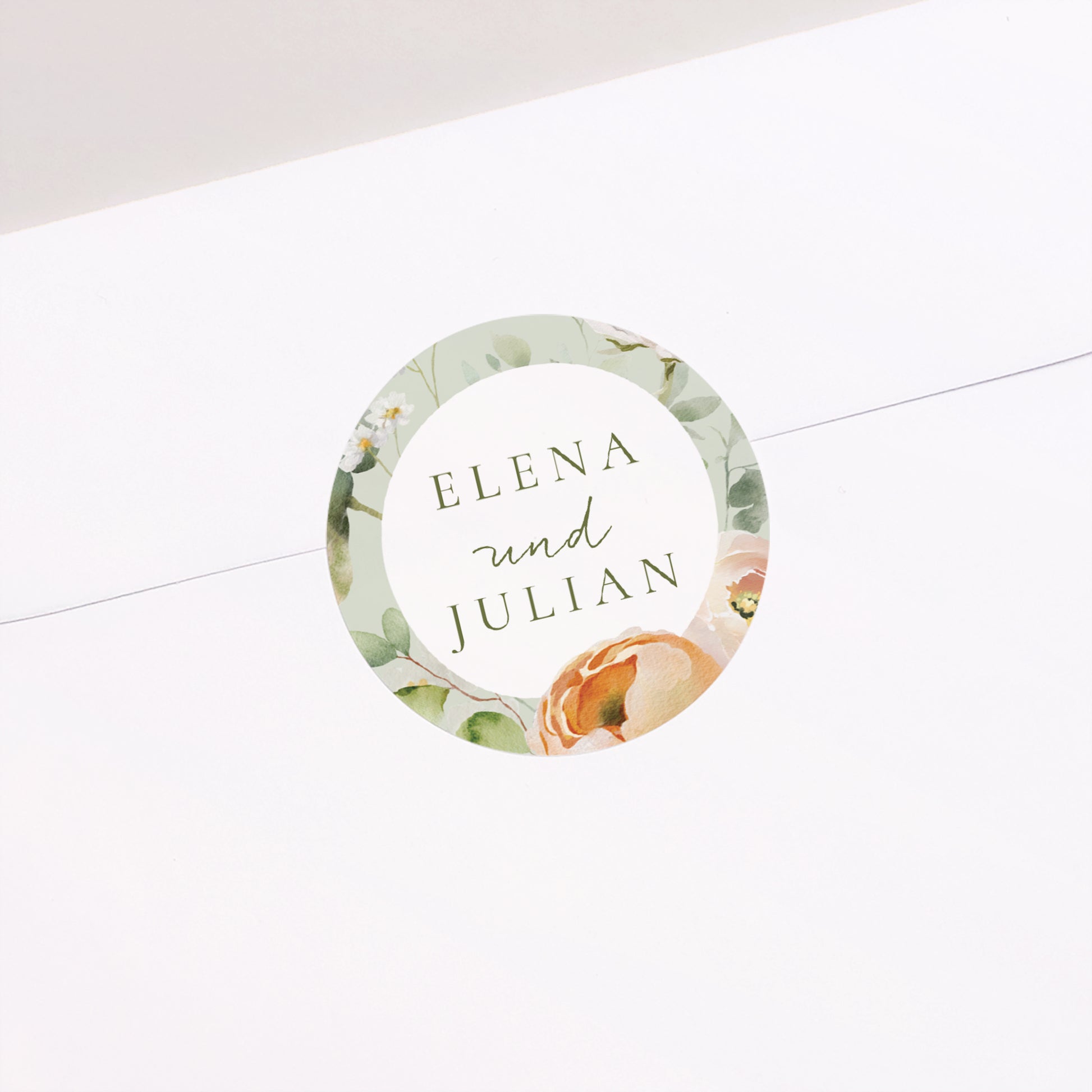 Sticker Hochzeit Rund Romantische Blumen foto N° 2