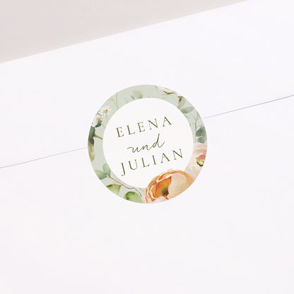 Sticker Hochzeit Rund Romantische Blumen foto N° 2