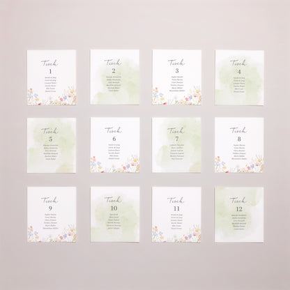 Sitzplan Hochzeit Pack von 12 Wildblumenkranz foto N° 1
