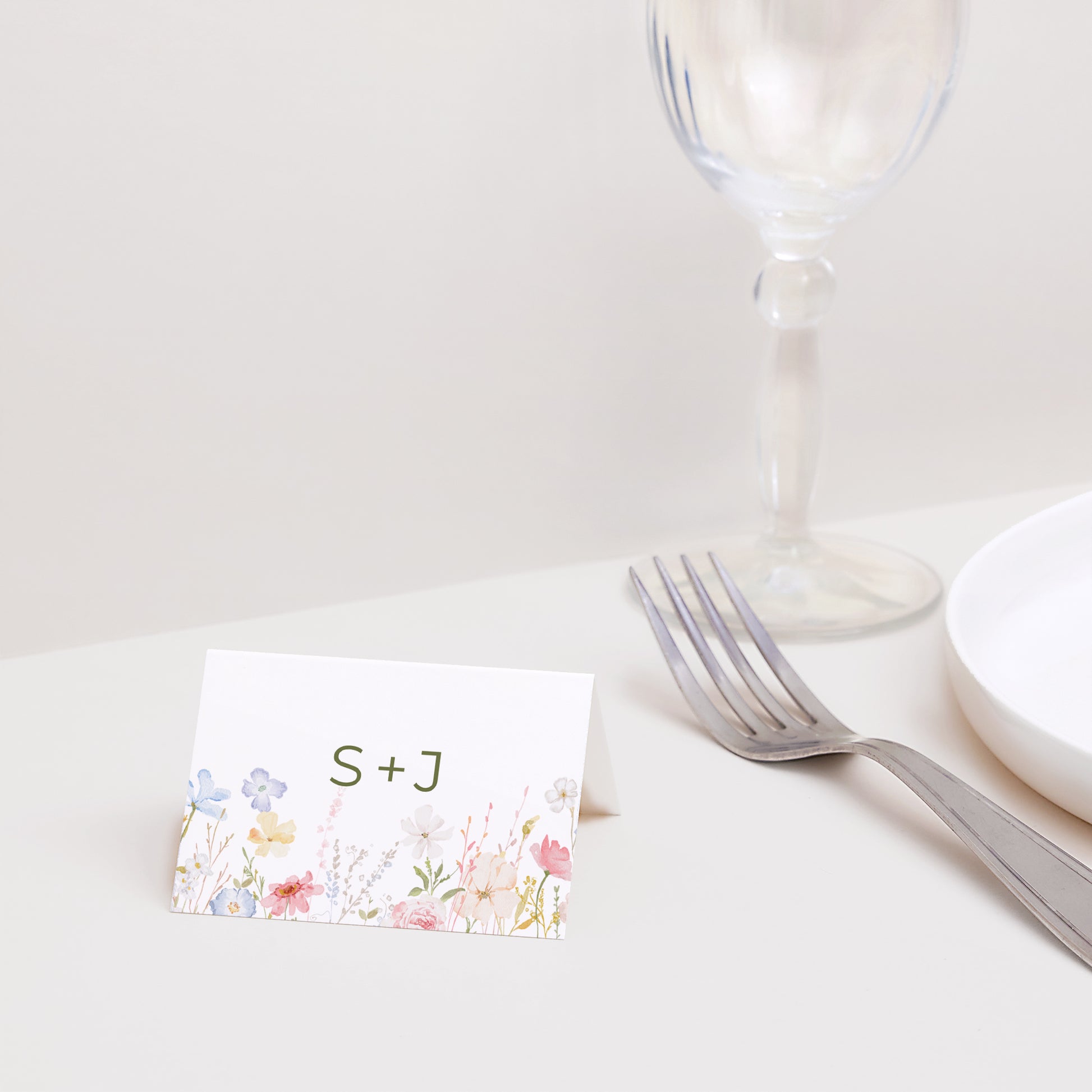 Tischkarten Hochzeit Quer Wildblumenkranz foto N° 2