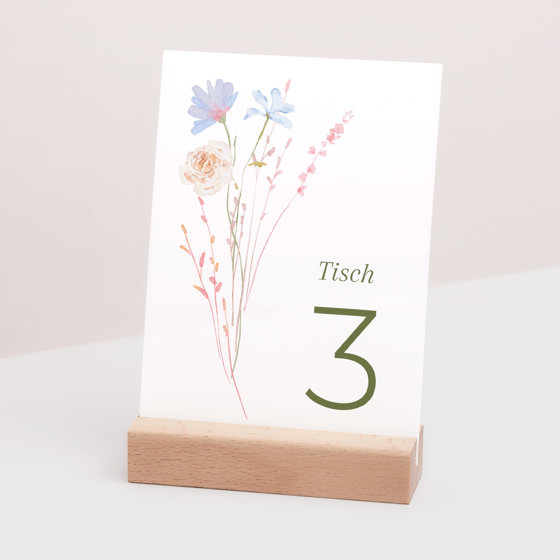 Tischnummern Hochzeit Rechteck Wildblumenkranz foto N° 3