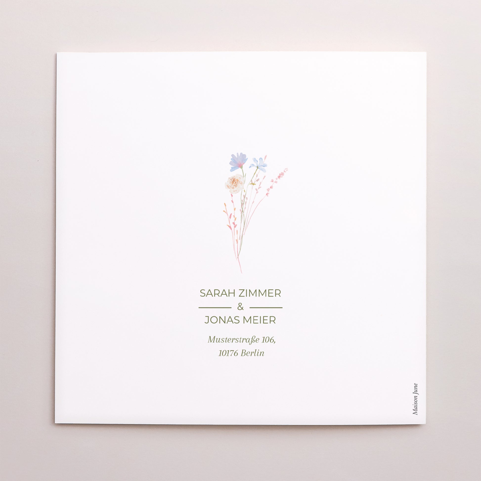 Hochzeitseinladung Doppelflügelfenster Wildblumenkranz foto N° 3