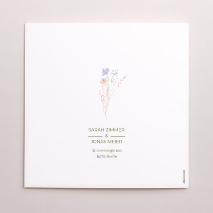 Hochzeitseinladung Doppelflügelfenster Wildblumenkranz foto N° 3