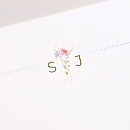 Sticker Hochzeit Rund Wildblumenkranz foto N° 2