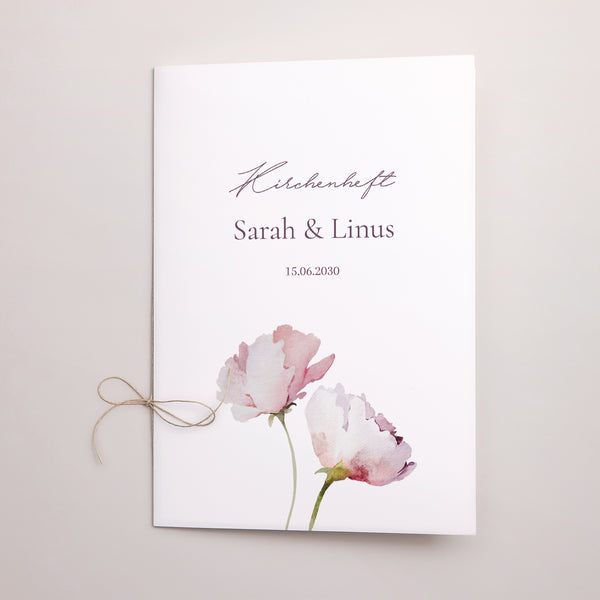 Kirchenheft Hochzeit Doppelflügel Romantic purple flowers foto