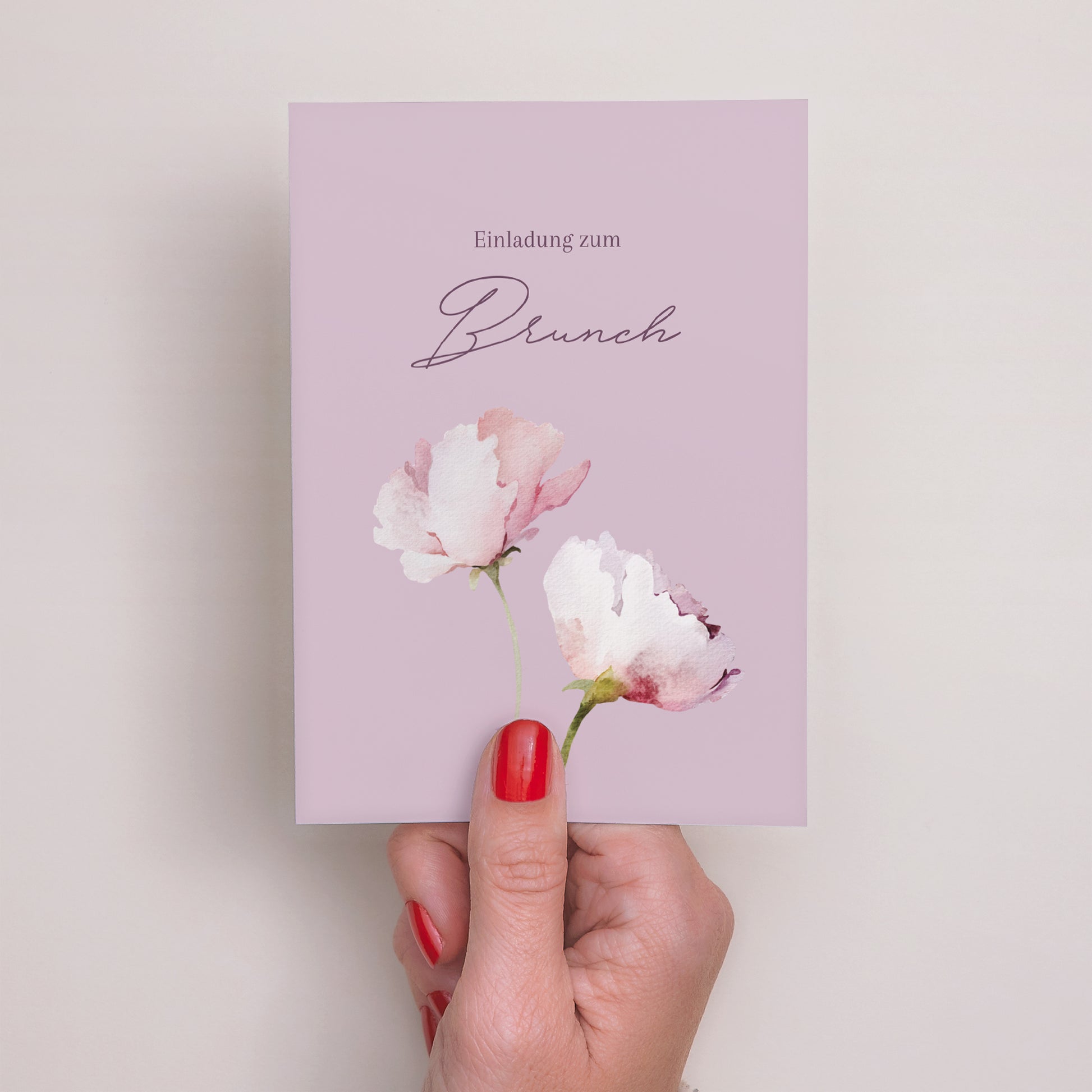 Einladungskarte Hochzeit Porträt Romantic purple flowers foto N° 2