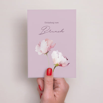 Einladungskarte Hochzeit Porträt Romantic purple flowers foto N° 2