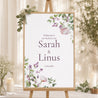 Begrüßungstafel Hochzeit Porträt 60 x 90 cm Romantic purple flowers foto N° 1