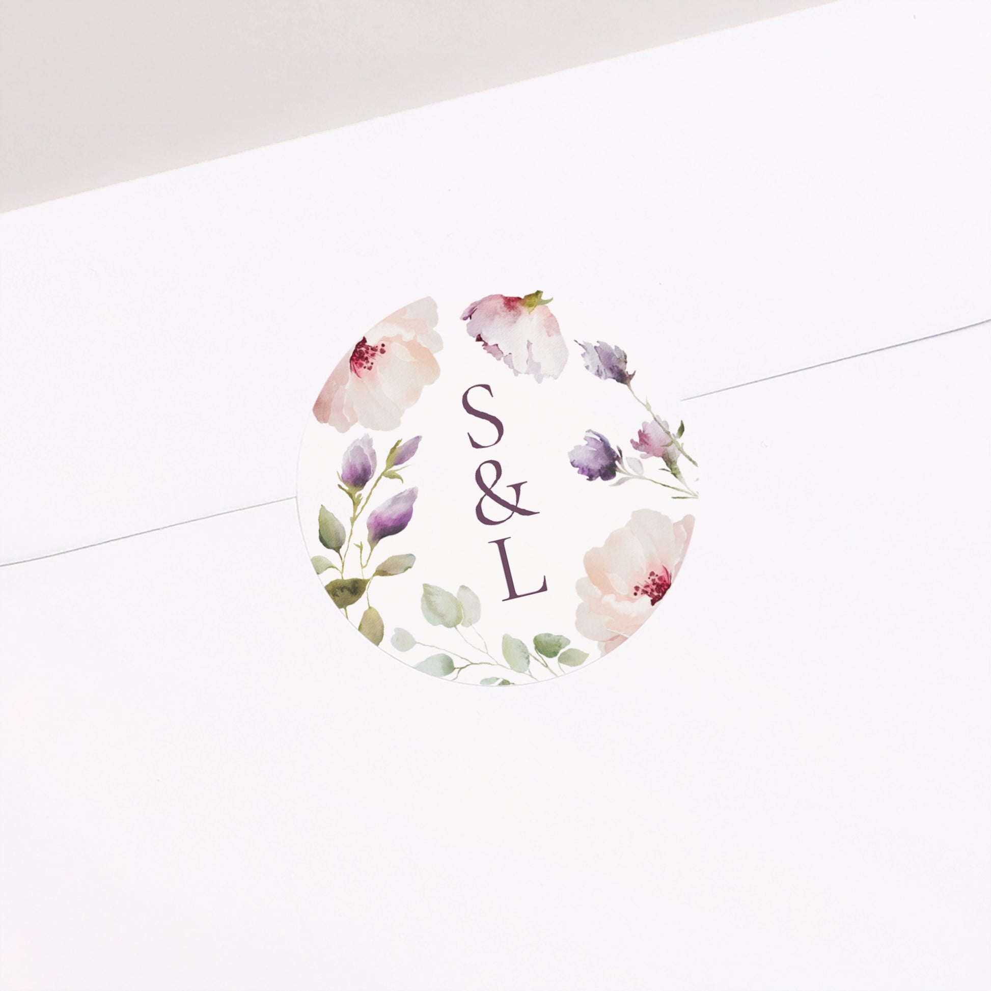 Sticker Hochzeit Rund Romantic purple flowers foto N° 2
