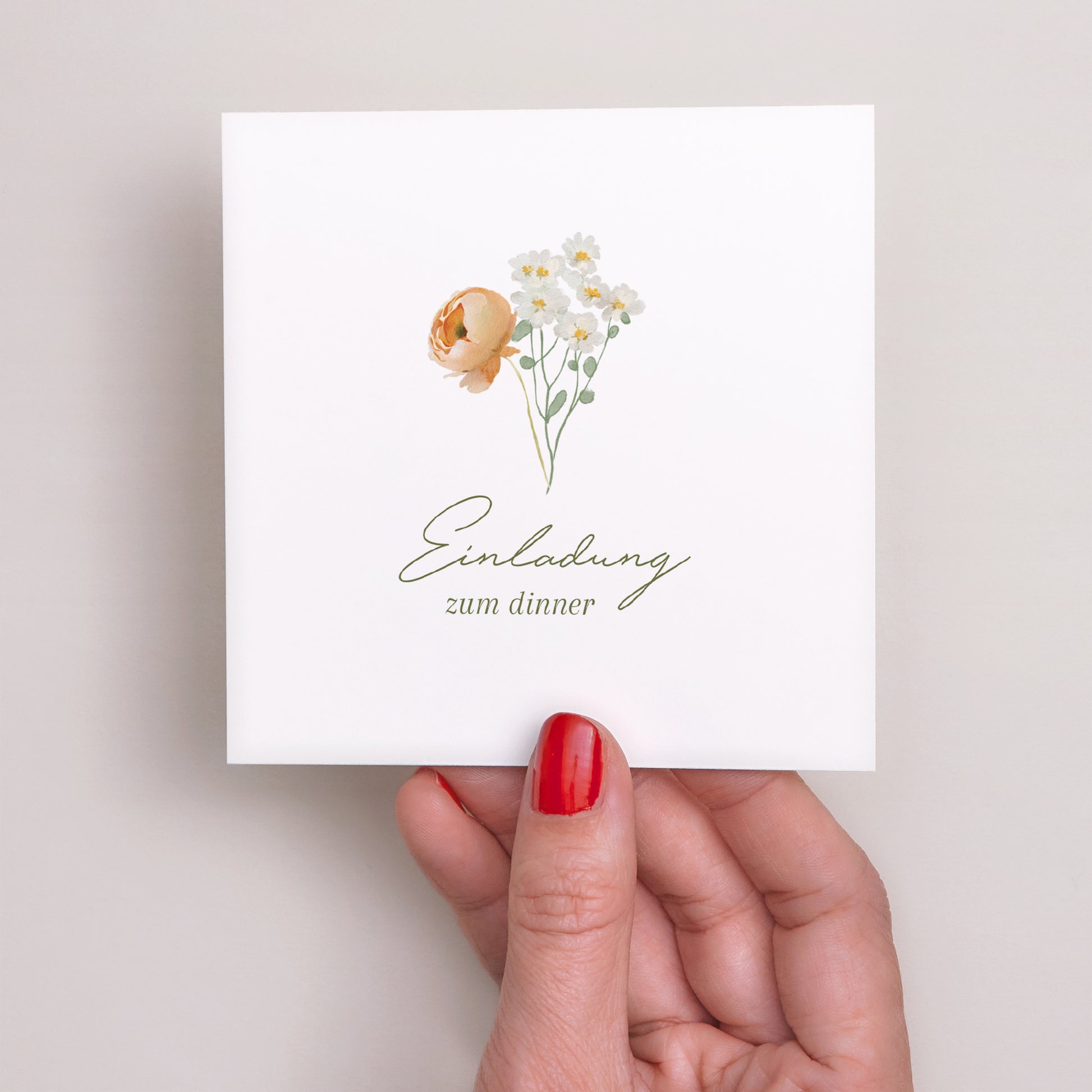 Einladungskarte Hochzeit Quadrat Romantischer Blumenkranz foto N° 2