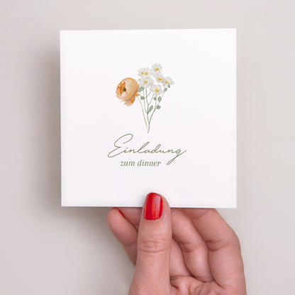 Einladungskarte Hochzeit Quadrat Romantischer Blumenkranz foto N° 2