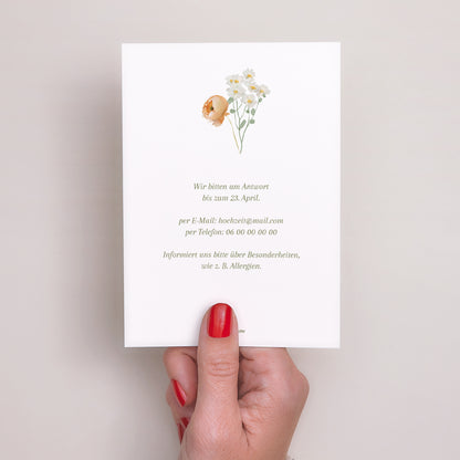 Antwortkarte Hochzeit Porträt Romantischer Blumenkranz foto N° 3