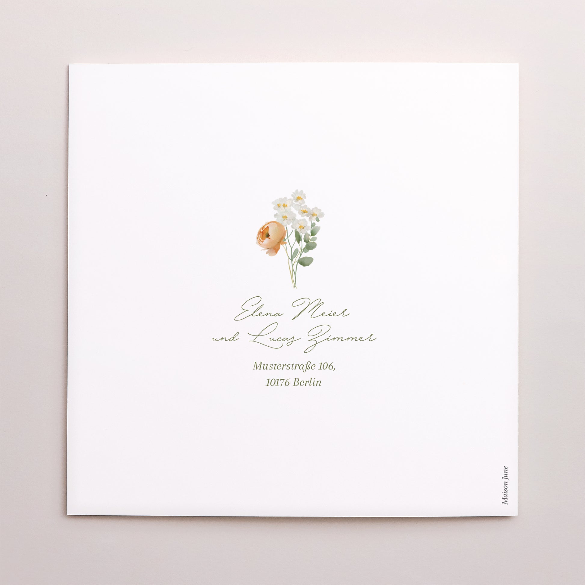 Hochzeitseinladung Doppelflügelfenster Romantischer Blumenkranz foto N° 3
