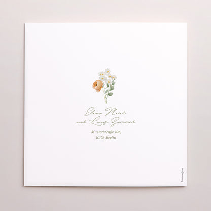 Hochzeitseinladung Doppelflügelfenster Romantischer Blumenkranz foto N° 3