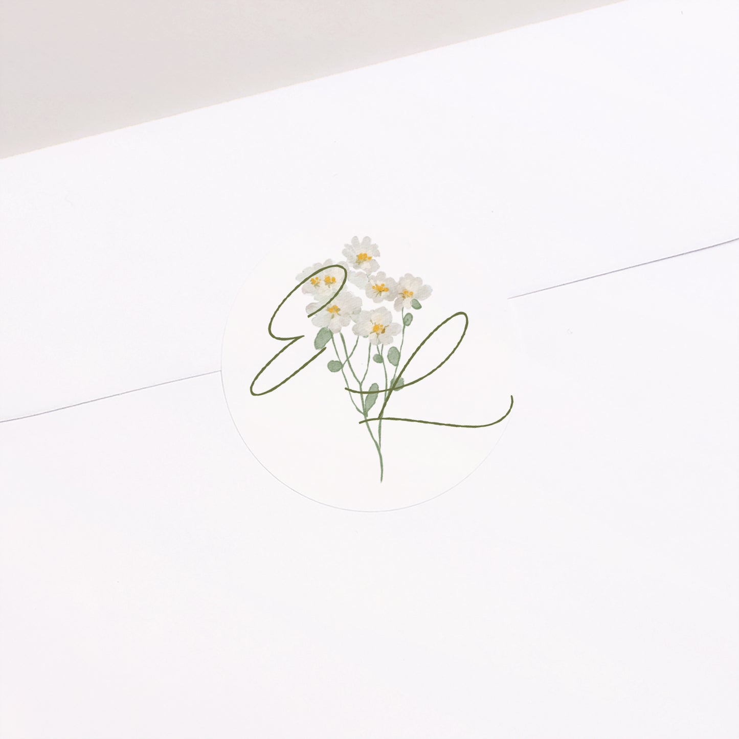 Sticker Hochzeit Rund Romantischer Blumenkranz foto N° 2