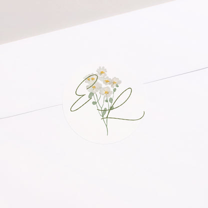 Sticker Hochzeit Rund Romantischer Blumenkranz foto N° 2