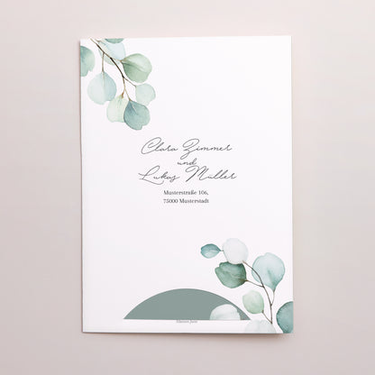 Hochzeitseinladung Hülle für 2 Karten Eukalyptusblätter foto N° 5
