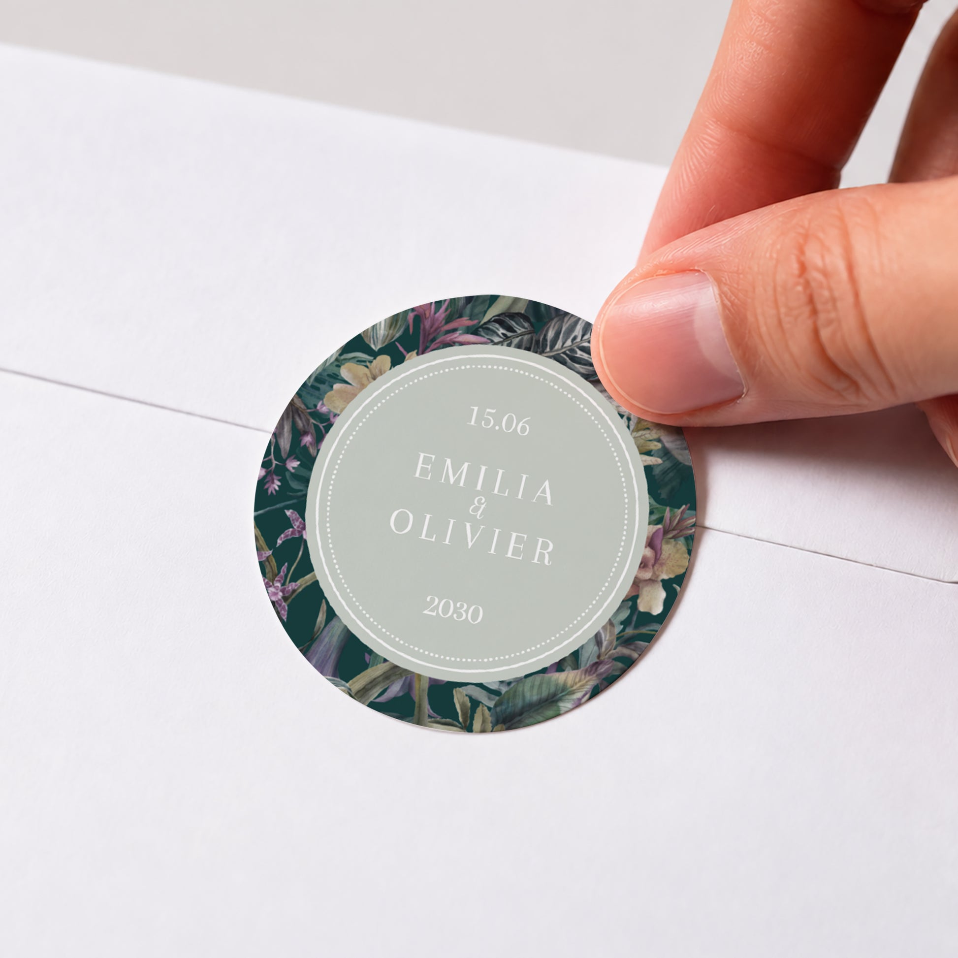 Sticker Hochzeit Rund Tropical summer foto N° 1