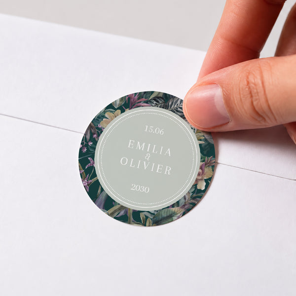 Sticker Hochzeit Rund Tropical summer foto