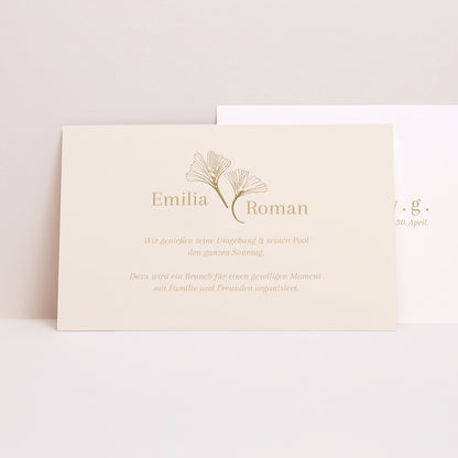 Einladungskarte Hochzeit Landschaft Ginkgo biloba golden foto N° 1