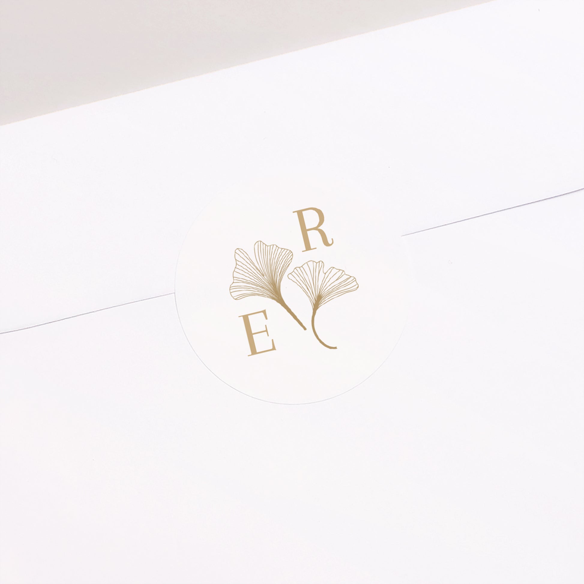 Sticker Hochzeit Rund Ginkgo biloba golden foto N° 2