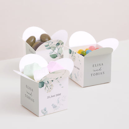 Geschenkbox Hochzeit Schmetterlingsöffnung Eukalyptus Aquarell foto N° 3