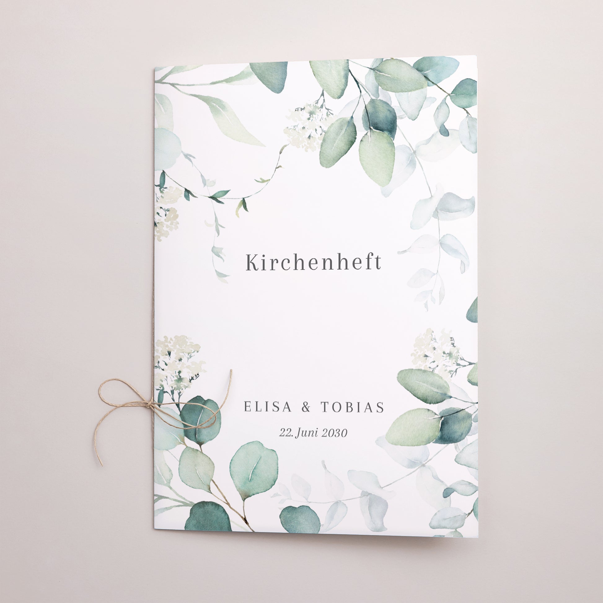 Kirchenheft Hochzeit Doppelflügel Eukalyptus Aquarell foto N° 1