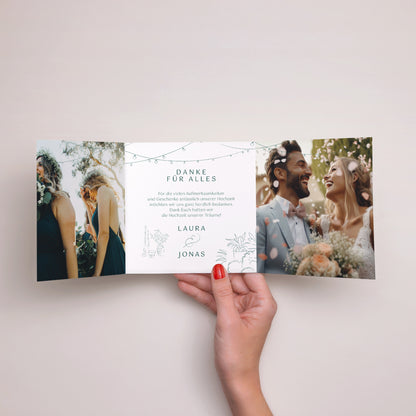 Dankeskarte Hochzeit Asymmetrisches Triptychon Das Gebiet der Aufklärung foto N° 1