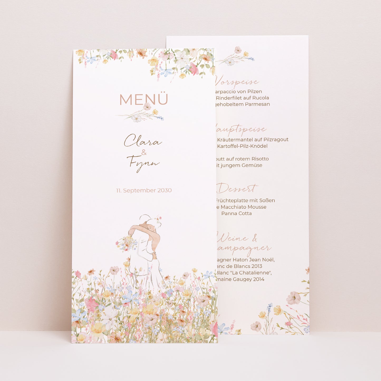 Menükarte Hochzeit Panoramatisches Porträt Liebeselend foto N° 1