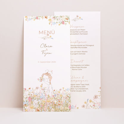 Menükarte Hochzeit Panoramatisches Porträt Liebeselend foto N° 1