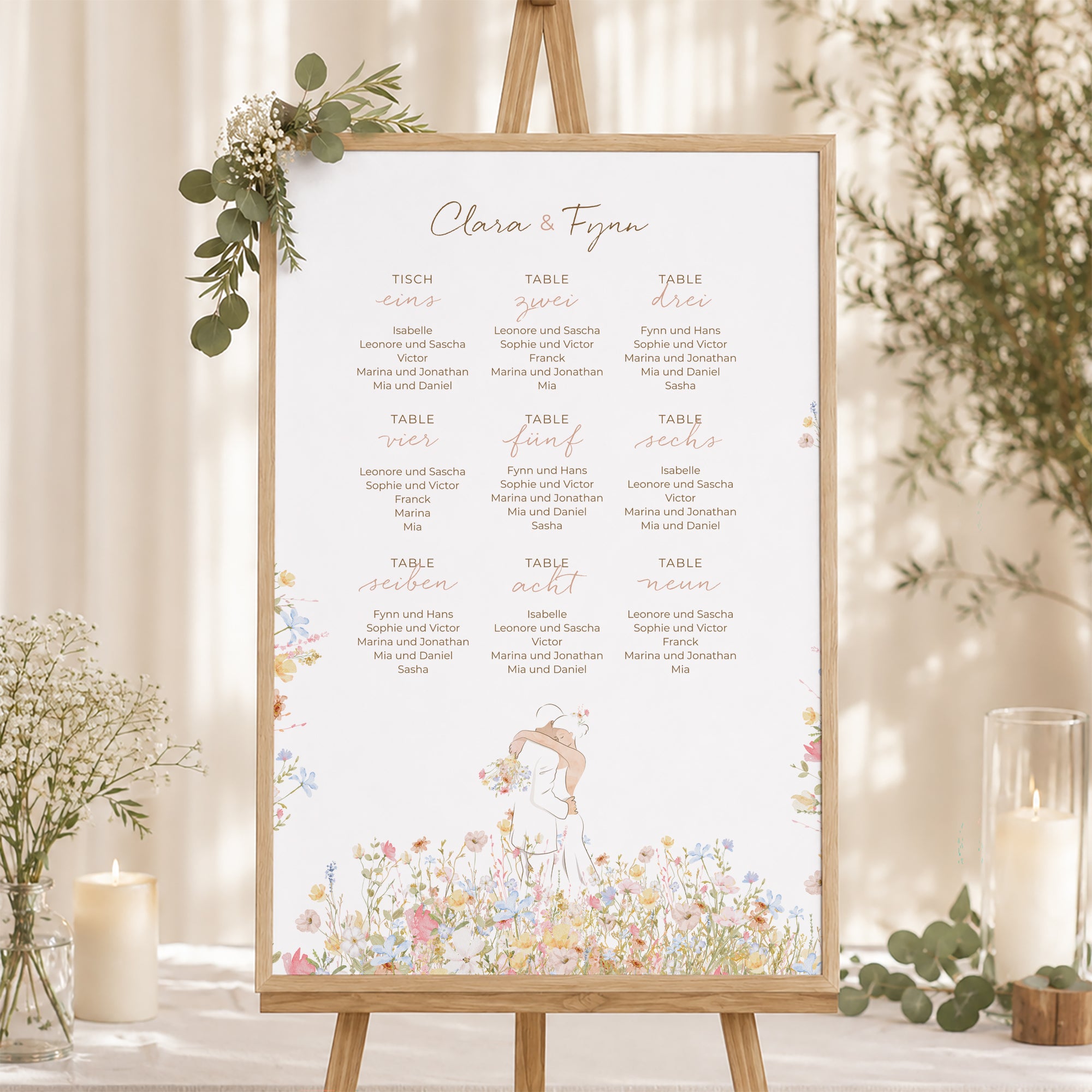 Sitzplan Hochzeit Porträt 60 x 90 cm Liebeselend foto N° 1