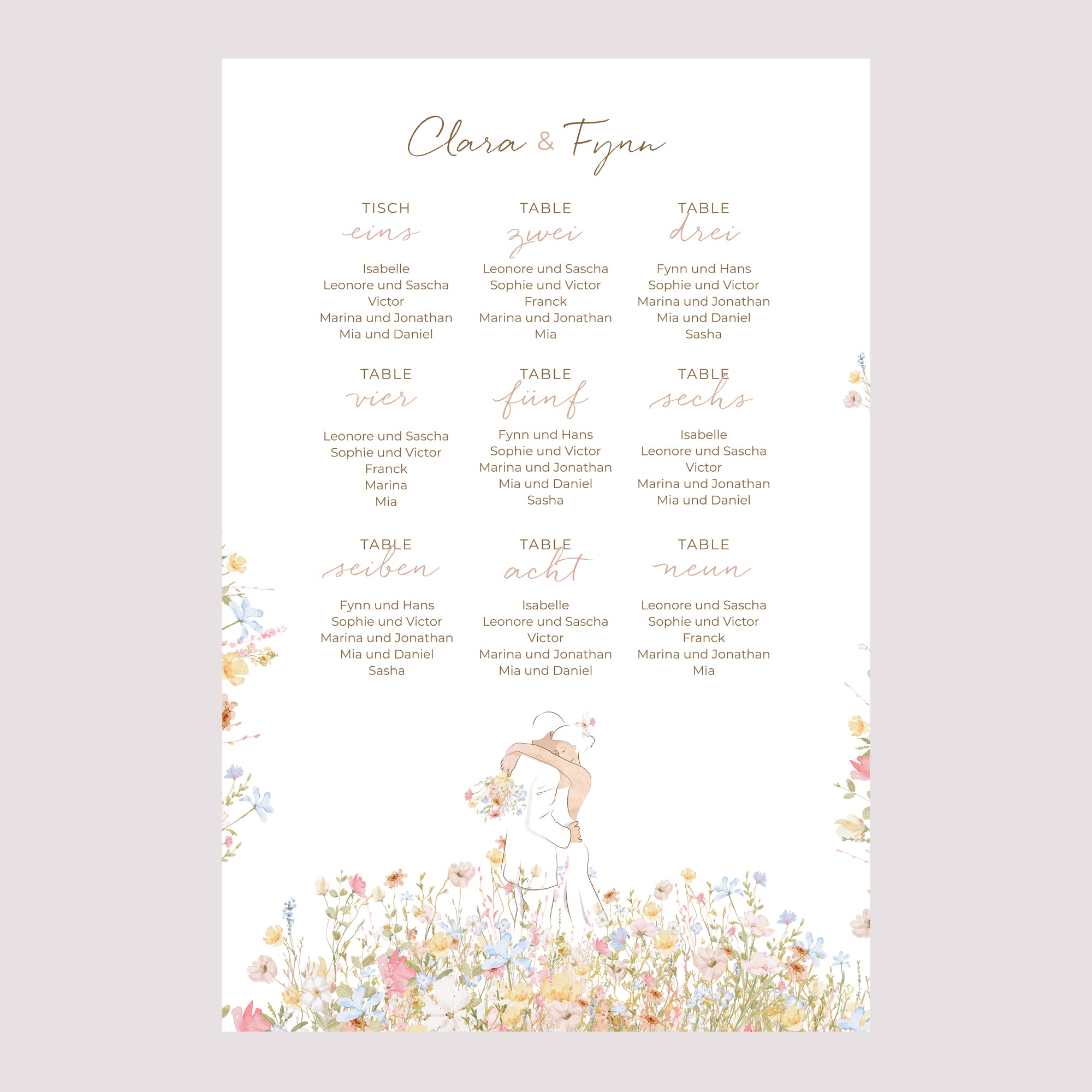 Sitzplan Hochzeit Porträt 60 x 90 cm Liebeselend foto N° 2