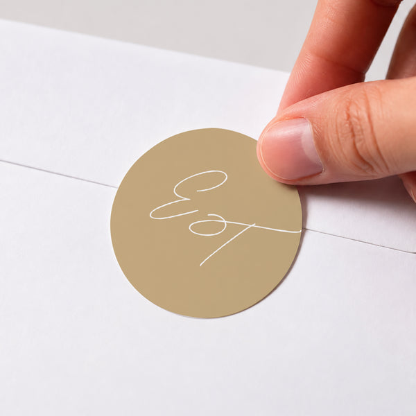 Sticker Hochzeit Rund goldenes Laub II foto