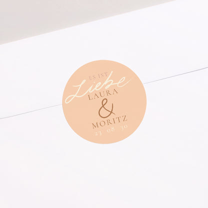 Sticker Hochzeit Rund Es ist die Liebe aus Gold. foto N° 2
