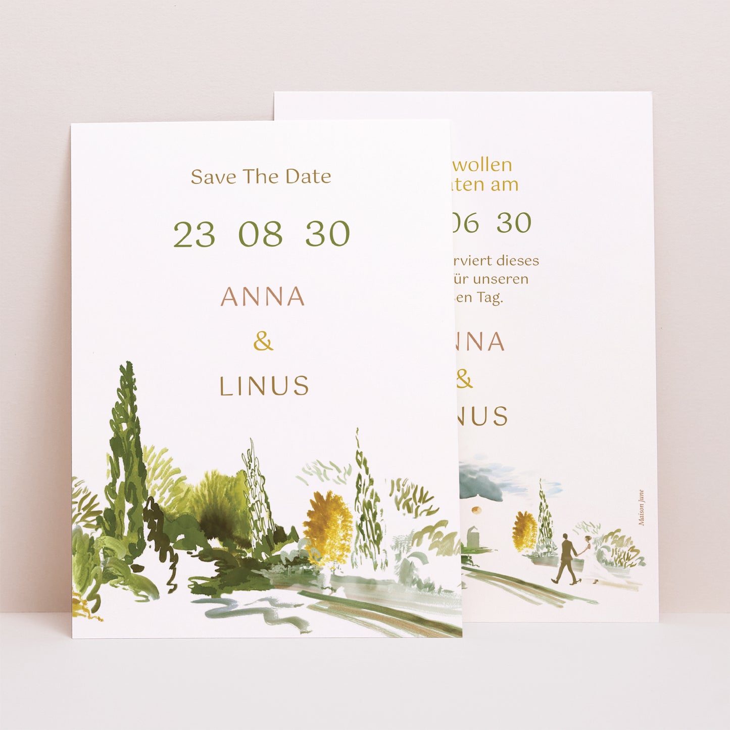 Save the date Karte Hochzeit Porträt Unterwegs foto N° 1