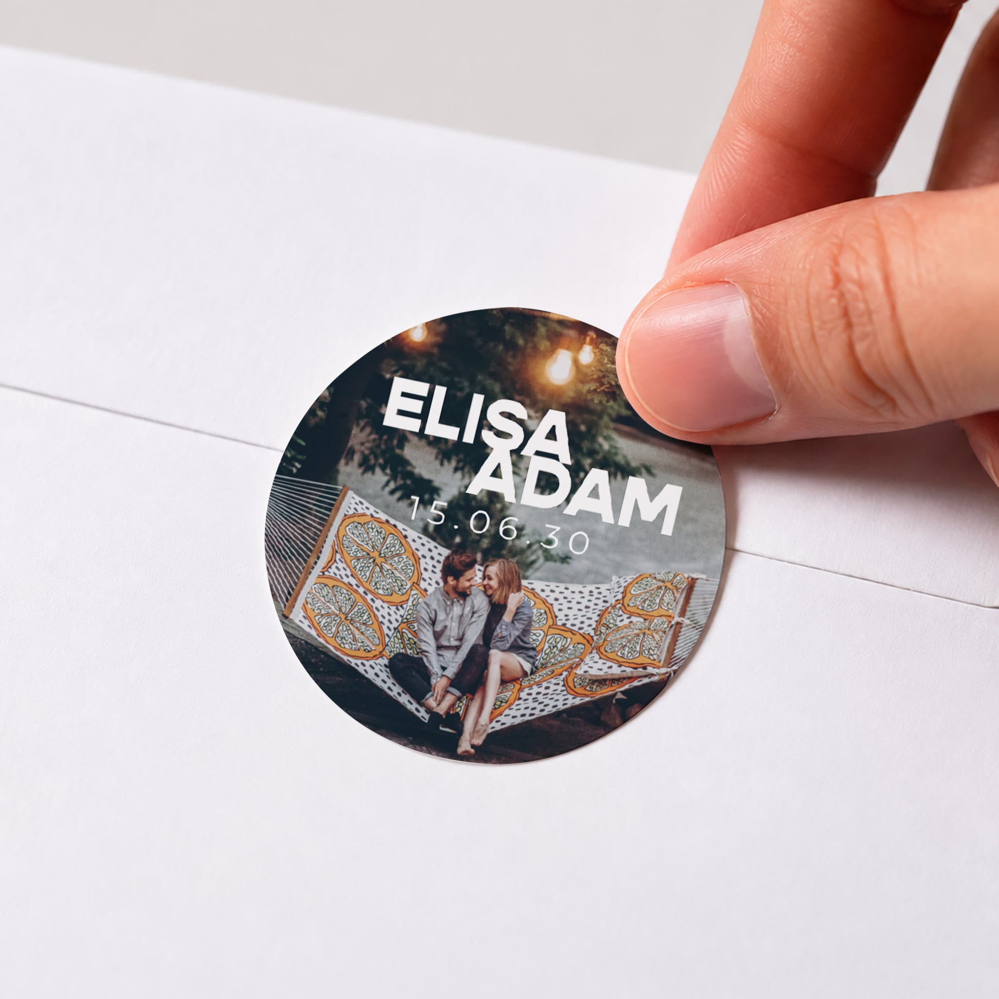 Sticker Hochzeit Rund Vinyl der Liebe foto N° 1