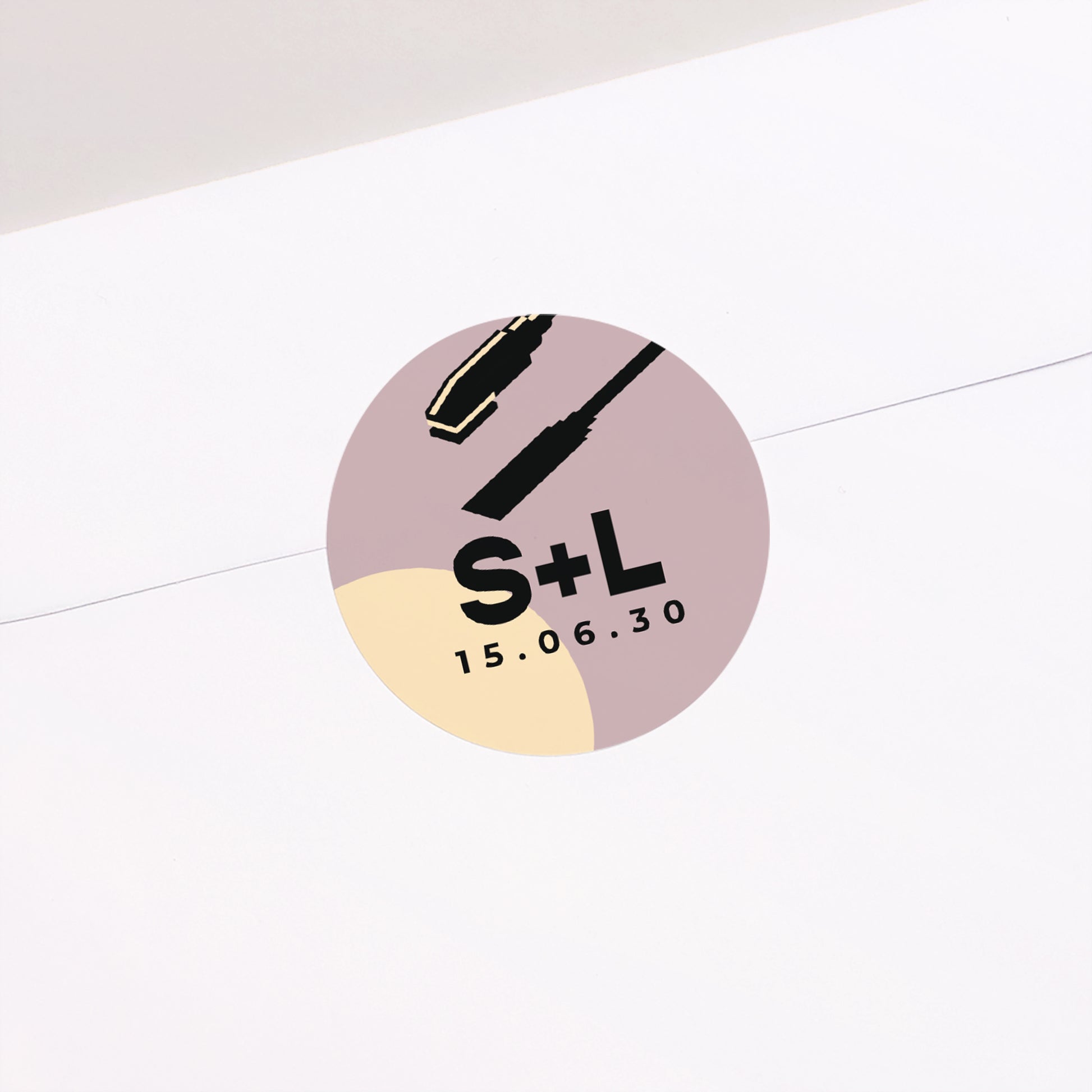 Sticker Hochzeit Rund Retro-Vinyl foto N° 2