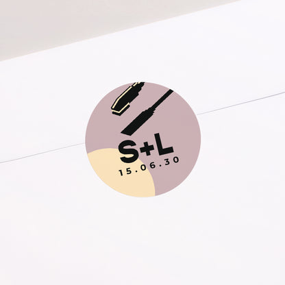 Sticker Hochzeit Rund Retro-Vinyl foto N° 2
