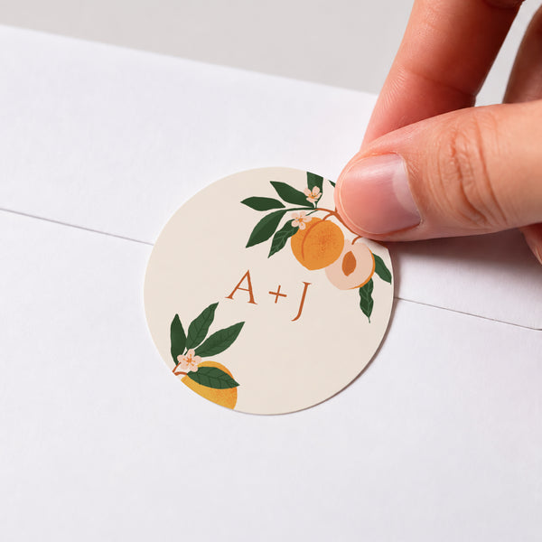 Sticker Hochzeit Rund Unter den Aprikosenbäumen foto