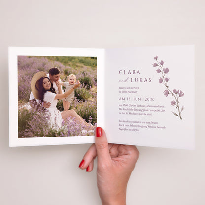 Hochzeitseinladung Doppelflügelfenster Pastellblumen foto N° 2