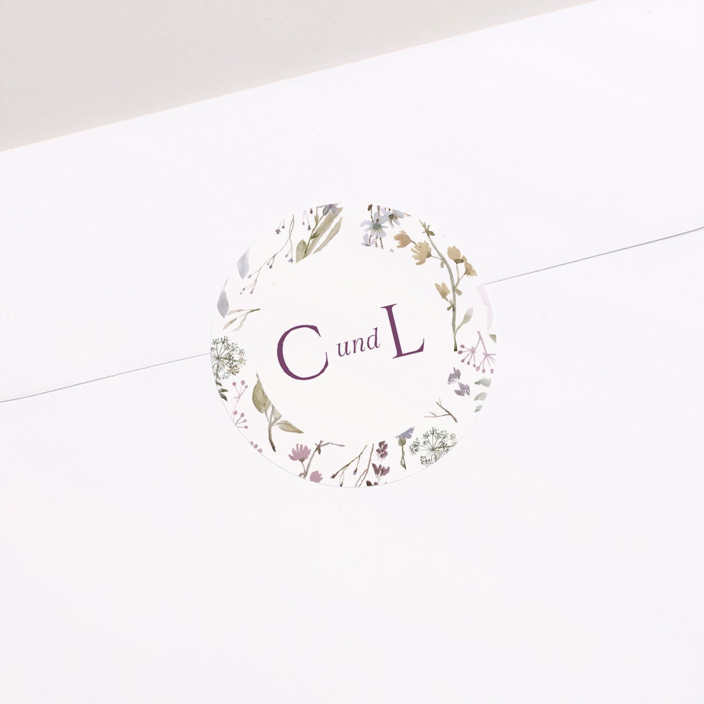 Sticker Hochzeit Rund Pastellblumen foto N° 2
