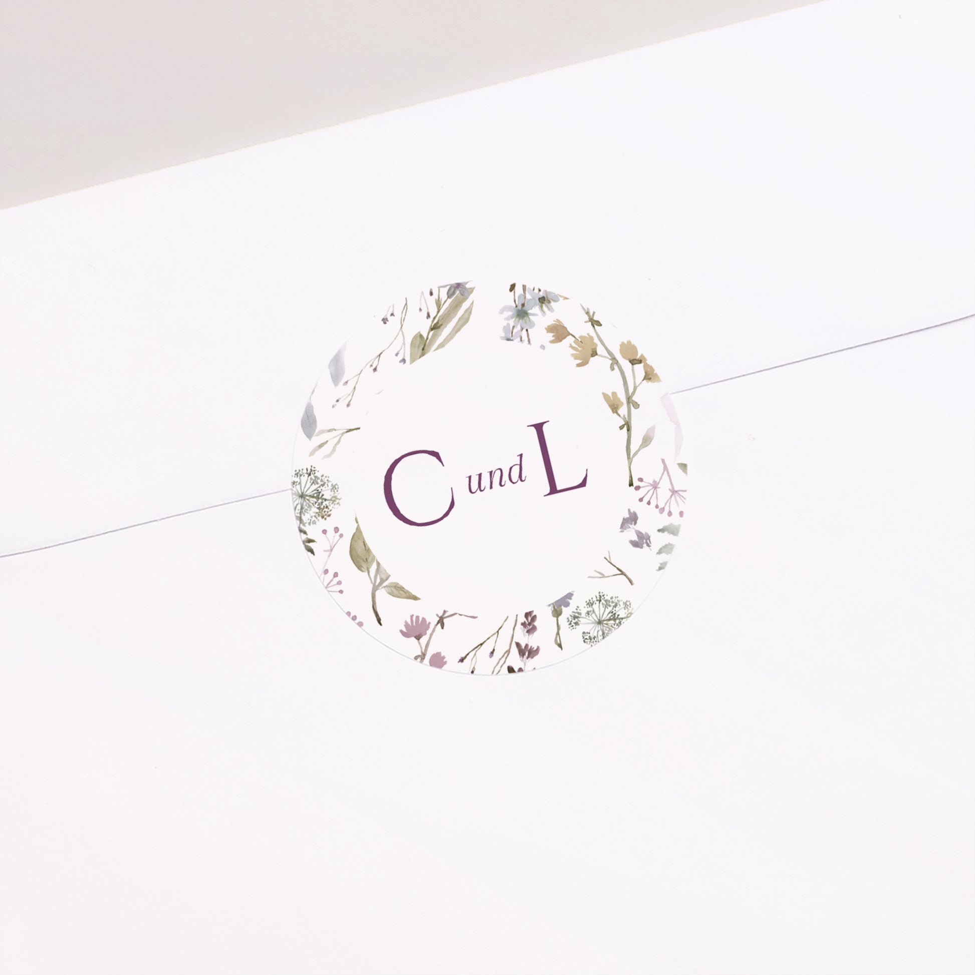 Sticker Hochzeit Rund Pastellblumen foto N° 2